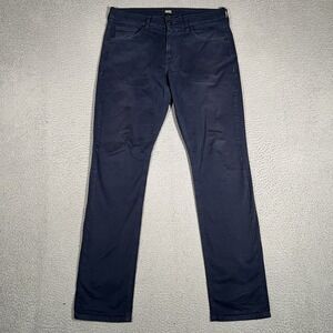 Paige Pants Mens 32x33 Blue Federal Casual Preppy Stretch 5 Pocket Chino Logo